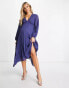 ASOS DESIGN Maternity v front trim detail pleated dobby midi dress in navy