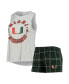 Women's Green, White Miami Hurricanes Ultimate Flannel Tank Top and Shorts Sleep Set