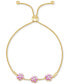 ფოტო #3 პროდუქტის Amethyst (7/8 ct. t.w.) & Lab-Grown White Sapphire (1/20 ct. t.w.) Triple Flower Bolo Bracelet (Also in Garnet & Lab-Grown Pink Sapphire)