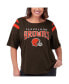 ფოტო #1 პროდუქტის Women's Brown Cleveland Browns Plus Size Linebacker T-shirt