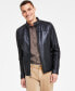 ფოტო #1 პროდუქტის Men's Leather Racer Jacket, Created for Macy's