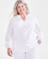 ფოტო #1 პროდუქტის Plus Size Cotton Eyelet-Embroidered Split-Neck Top, Created for Macy's