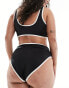 Фото #4 товара ASOS DESIGN Curve contrast binding supportive high leg high waist bikini bottom in black