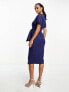 Фото #4 товара Вечернее платье Closet London Petite – синее плиссированное миди-платье с завязками на передней части
