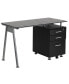 Фото #1 товара Computer Desk With Tempered Glass Top And Three Drawer Pedestal