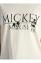 Фото #4 товара Bisiklet Yaka Mickey Mouse Baskılı Kısa Kollu Oversize Kadın Tişört