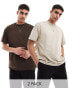 Фото #1 товара Weekday oversized 2-pack t-shirt in beige and brown