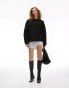 Topshop premium crew neck seam detail sweat in black - BLACK