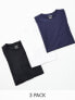 Jack & Jones Originals 3 pack curve longline t-shirt in white/navy/black