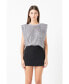 Фото #2 товара Women's Sequin Shoulder Pad Top