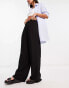 ASOS DESIGN dad trouser with linen in black