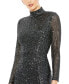 Women's Ieena Sequined High Neck Long Sleeve Lace Up Gown