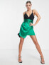 Фото #3 товара Collective the Label exclusive plunge ruched waist mini dress in emerald