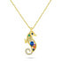 Фото #1 товара Gold-plated Seahorse necklace with colored zircons NCL161YRBW