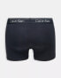 Calvin Klein 2 pack athletic cotton trunks in black