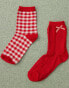 Фото #1 товара Reclaimed Vintage sock 2 pack in red gingham