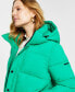 Women's Hooded Thumbhole-Cuff Puffer Coat