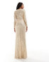 Фото #2 товара Jaded Rose Tall long sleeve sequin maxi dress in gold