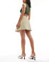 Фото #5 товара Urban Revivo stripe hem pleated mini skirt in beige