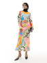 Фото #1 товара Never Fully Dressed long sleeve maxi dress in abstract floral