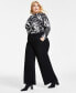 Фото #3 товара Trendy Plus Size High-Rise Wide-Leg Ponté-Knit Pants, Created for Macy's