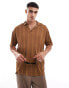 ASOS DESIGN oversized revere polo in brown texture