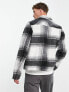 ASOS DESIGN wool look harrington jacket in black and white check