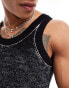 Weekday Matheus festival knitted vest tank top in washed black