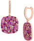 EFFY® Multi-Gemstone (4-5/8 ct. t.w.) & Diamond (1/10 ct. t.w.) Dangle Cluster Hoop Earrings in Gold-Plated Silver