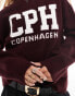 New Look Copenhagen slogan jumper in burgundy