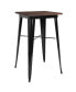 Modern 23.5" Square Metal Table With Rustic Wood Top For Indoor Use