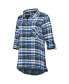 Women's College Navy, Neon Green Seattle Seahawks Mainstay Flannel Full-Button Long Sleeve Nightshirt