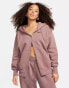 Фото #2 товара Nike unisex mini swoosh zip through fleece hoodie in smokey mauve