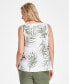 Фото #1 товара Women's 100% Linen Printed Embellished Sleeveless Top, Created for Macy's