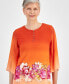 Фото #3 товара Women's 3/4 Sleeve Ombré Chiffon Top, Created for Macy's