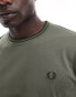 Fred Perry twin tipped long sleeve t-shirt in khaki green grün, M - фото #2