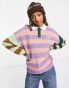 Фото #1 товара Kickers relaxed knitted rugby jumper in mix stripe