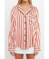 ფოტო #1 პროდუქტის Women's Striped Satin Shirt with Piping
