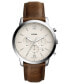 ფოტო #1 პროდუქტის Men's Neutra Chronograph Brown Leather Strap Watch 44mm