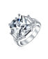 ფოტო #3 პროდუქტის Art Deco Style Sterling Silver 8CTW CZ Rectangle Emerald Cut Cocktail Statement Engagement Ring For Women Cubic Zirconia Baguette Side Stones