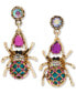 Gold-Tone Spider Mismatch Drop Earrings