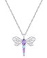 ფოტო #1 პროდუქტის Multi-Gemstone Dragonfly 18" Pendant Necklace (5/8 ct. t.w.) in Sterling Silver