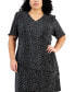Фото #2 товара Plus Size Pleated Dot-Print Tiered Dress