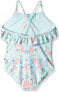 Фото #2 товара Lucky Brand 173879 Girls One-Piece Swimsuit Floral Clear Water Blue Size 4