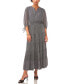 Фото #1 товара Women's Printed Pintuck 3/4-Sleeve Tiered Maxi Dress