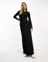 ASOS DESIGN column ribbed maxi dress with crew neck in black