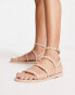 South Beach matte studded gladiator sandal in nude