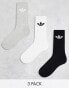 Фото #1 товара adidas Originals trefoil 3 pack socks in black/grey/white