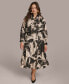 ფოტო #1 პროდუქტის Plus Size Belted Long-Sleeve Dress