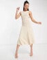 Фото #8 товара Morgan sleeveless knitted rib midi skater dress in cream